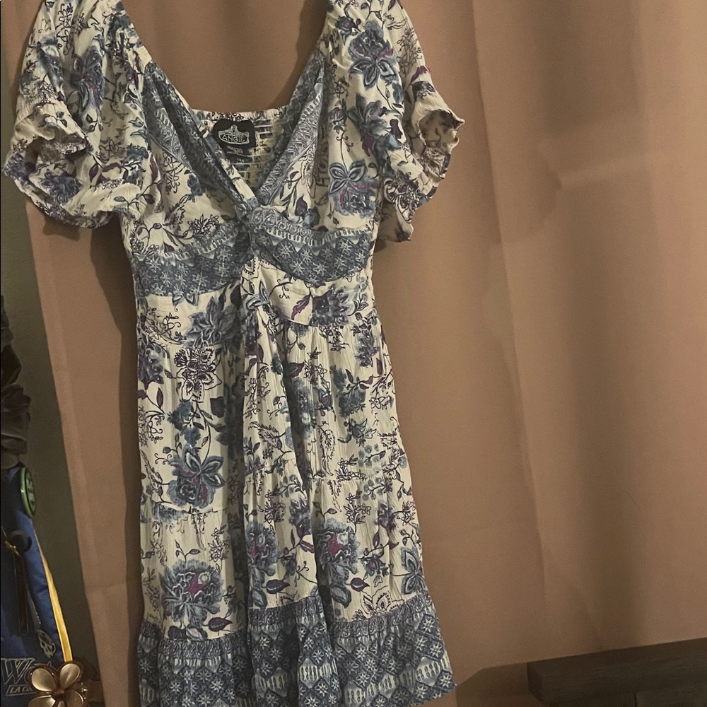 T.J.Maxx Blue and White Floral Mini Dress